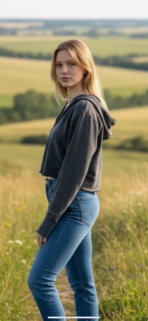Black Cropped Womens Hoodie