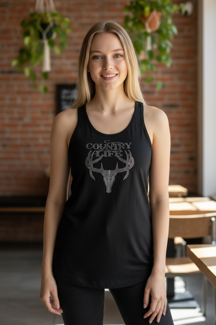 Country Life Rhinestone Tank Top
