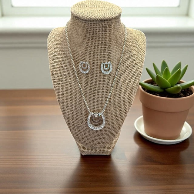 Rhinestone Necklace and Earring Set