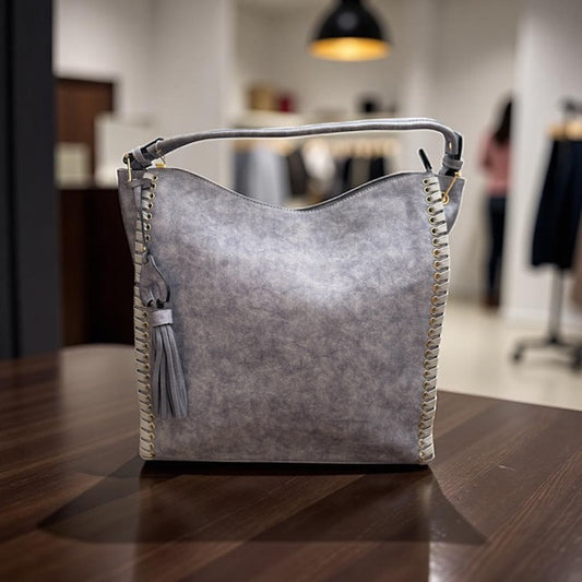 Blue Hobo Bag with Tassle