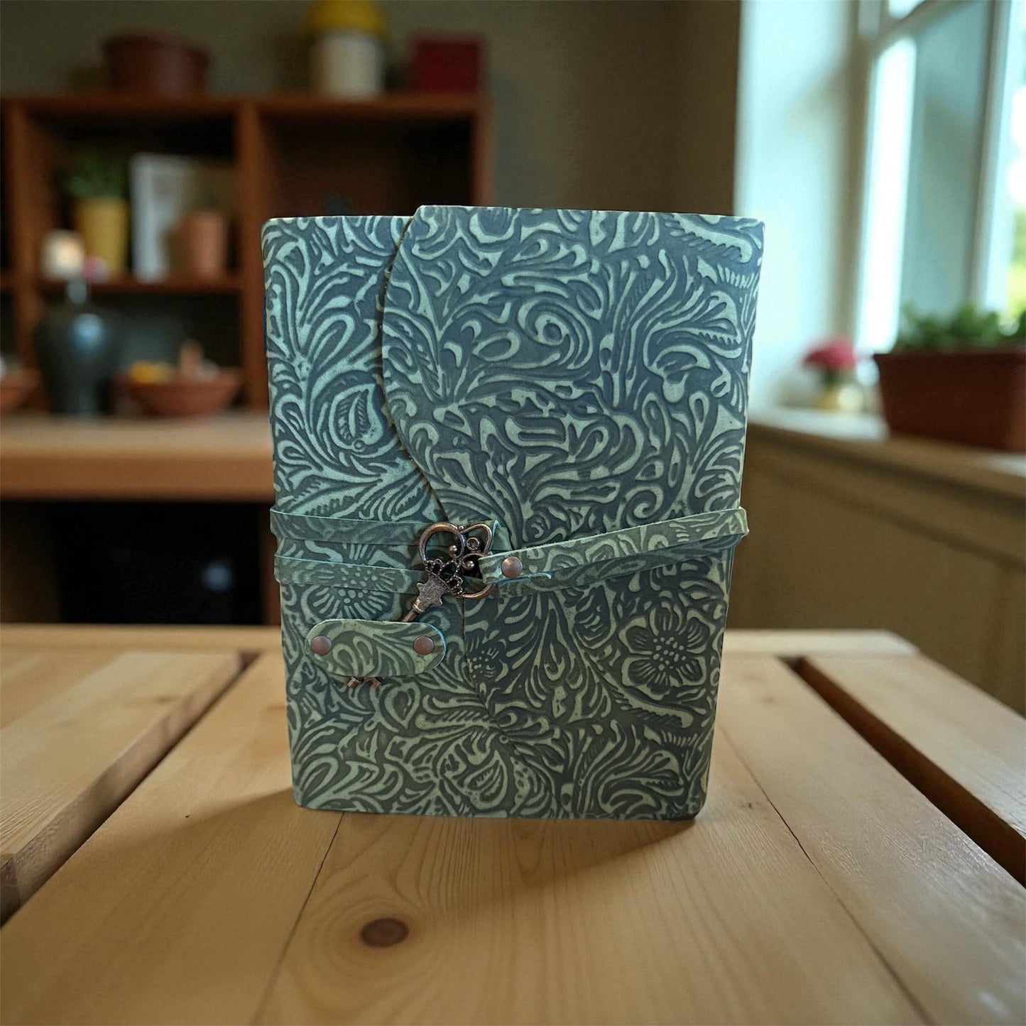 Bluish Green Floral Journal