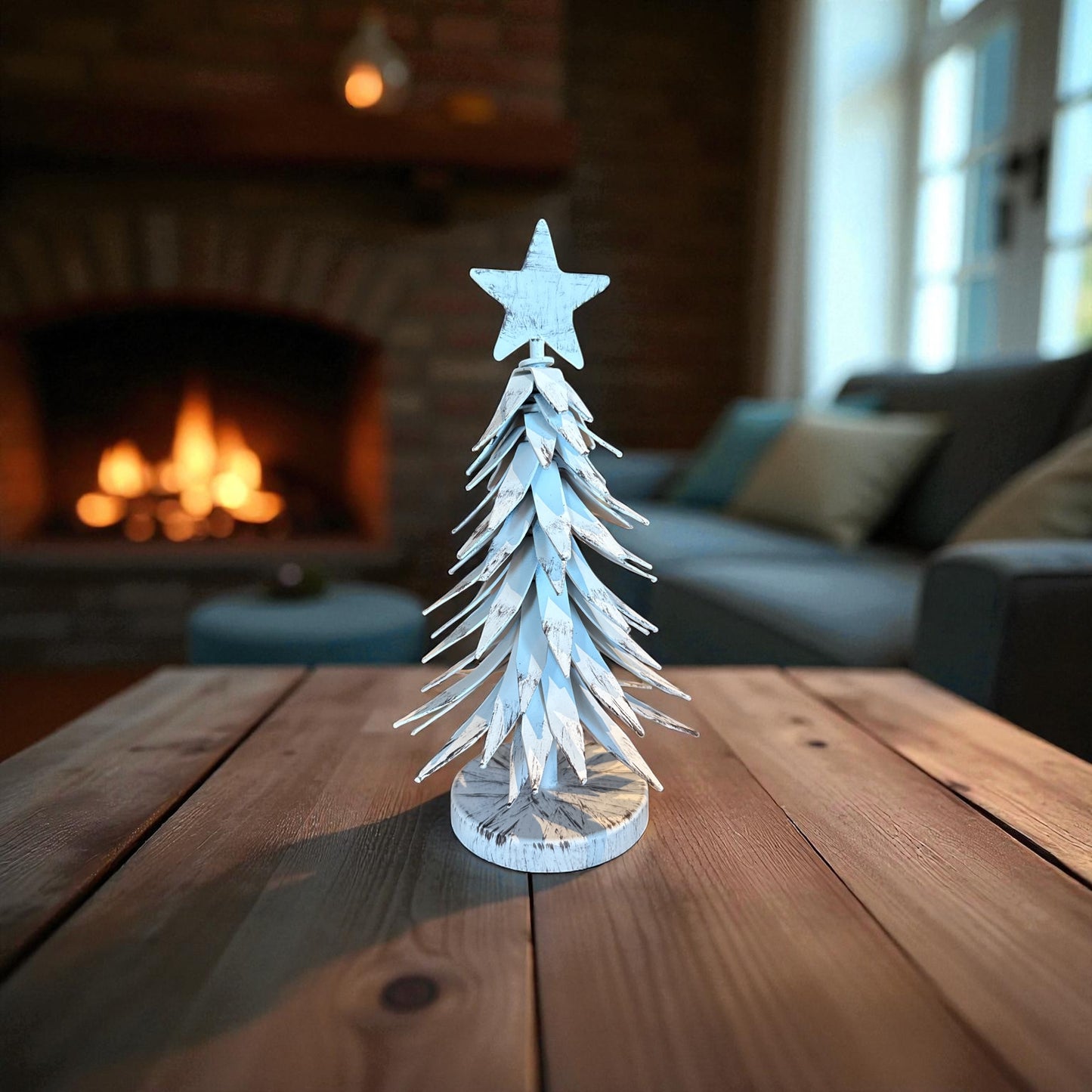 Metal Whitewash Tabletop Christmas Tree