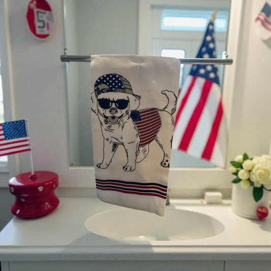 "Patriotic Dog" Tea Towel