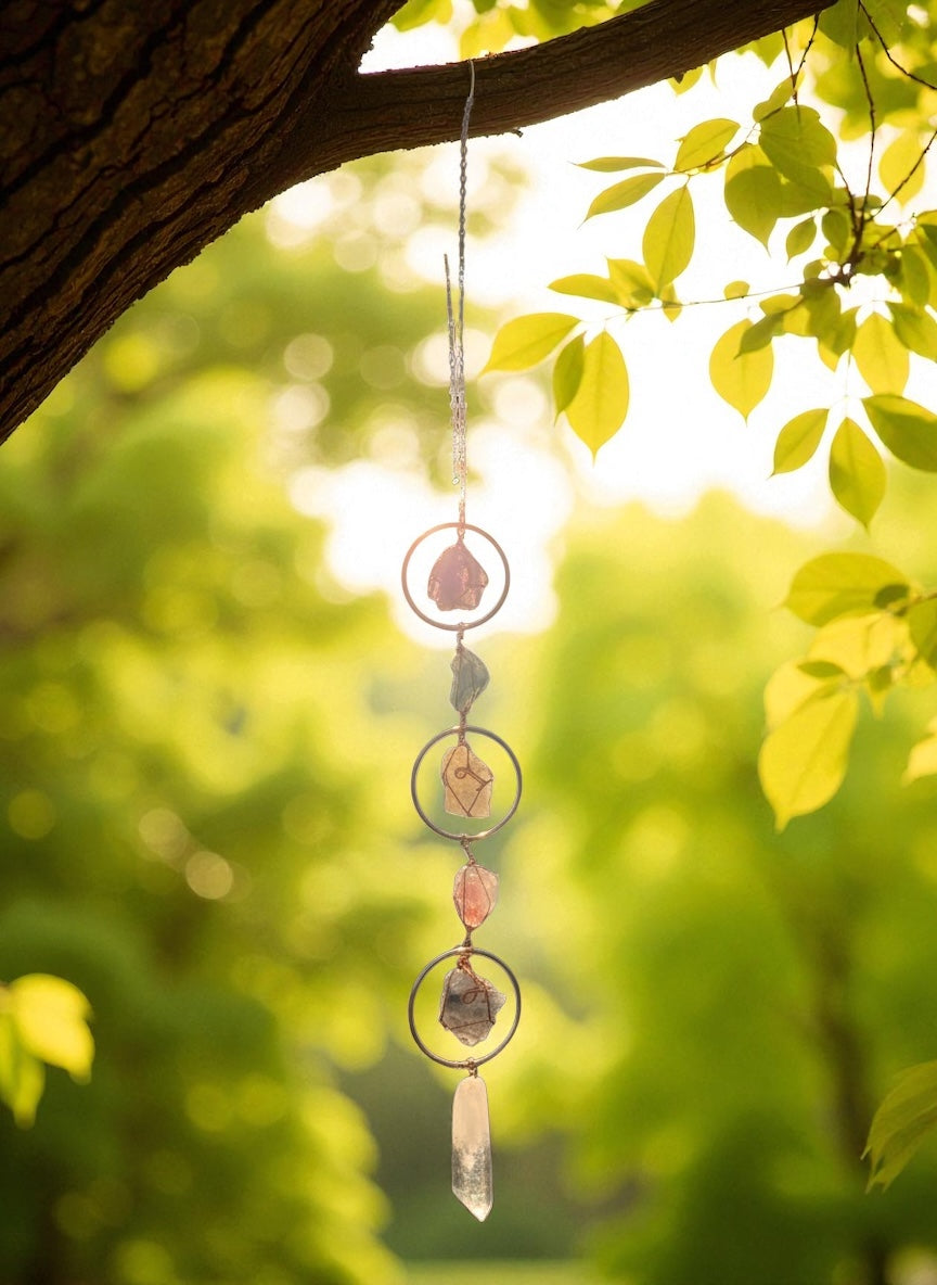Large Multi-Color Crystal and Stone Suncatcher