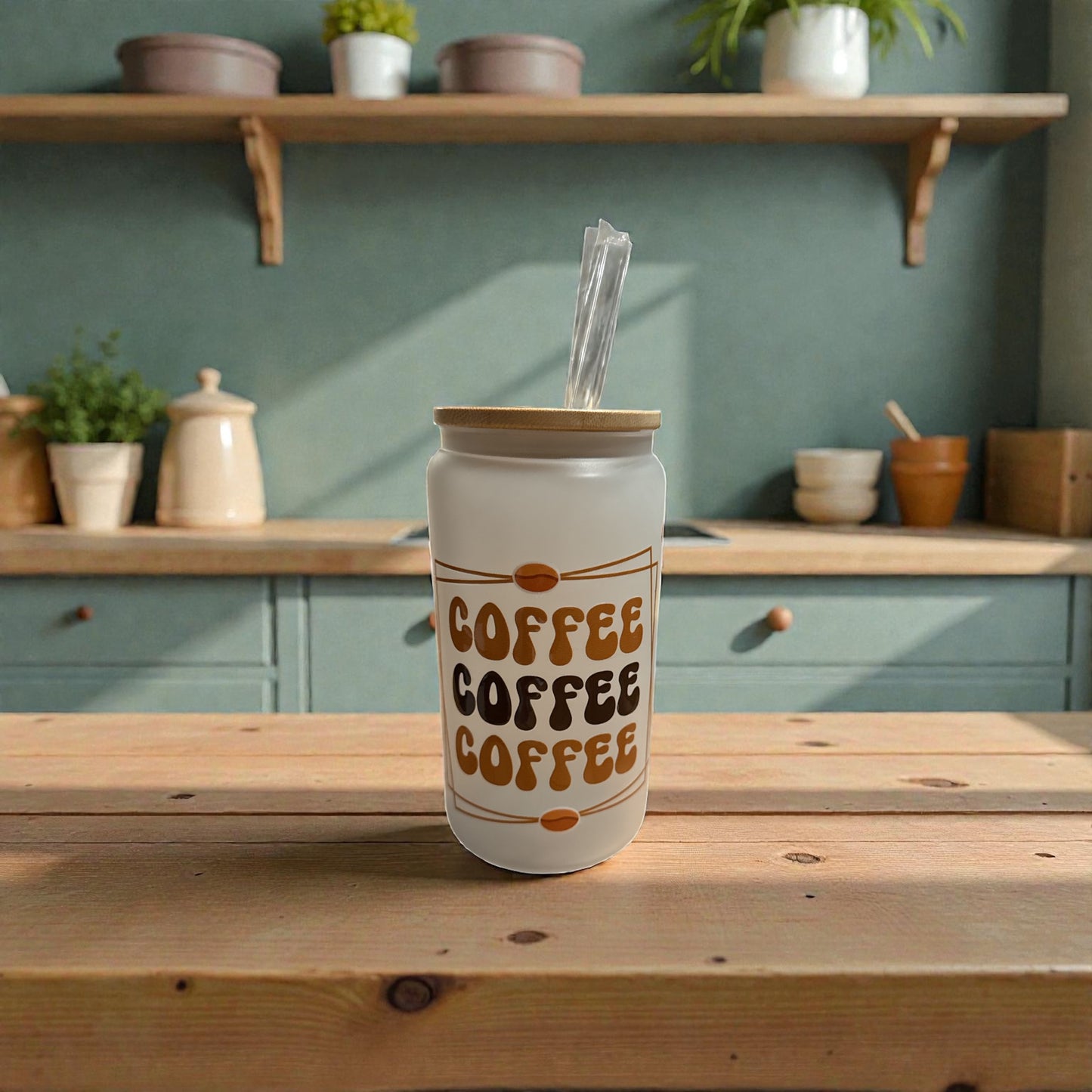 Custom 12oz "Coffee With Flowers" Glass Tumbler