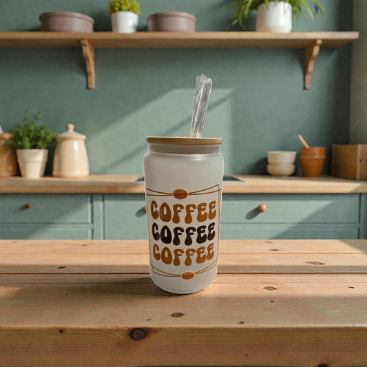 Custom 12oz "Coffee With Flowers" Glass Tumbler