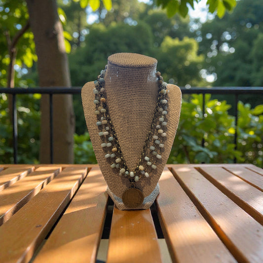 Amazonite Necklace With Indian Buffalo Coin Pendant