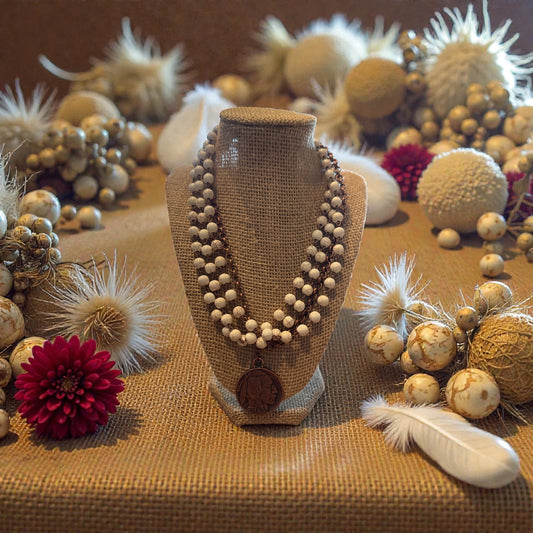 White turquoise necklace with Indian buffalo coin
