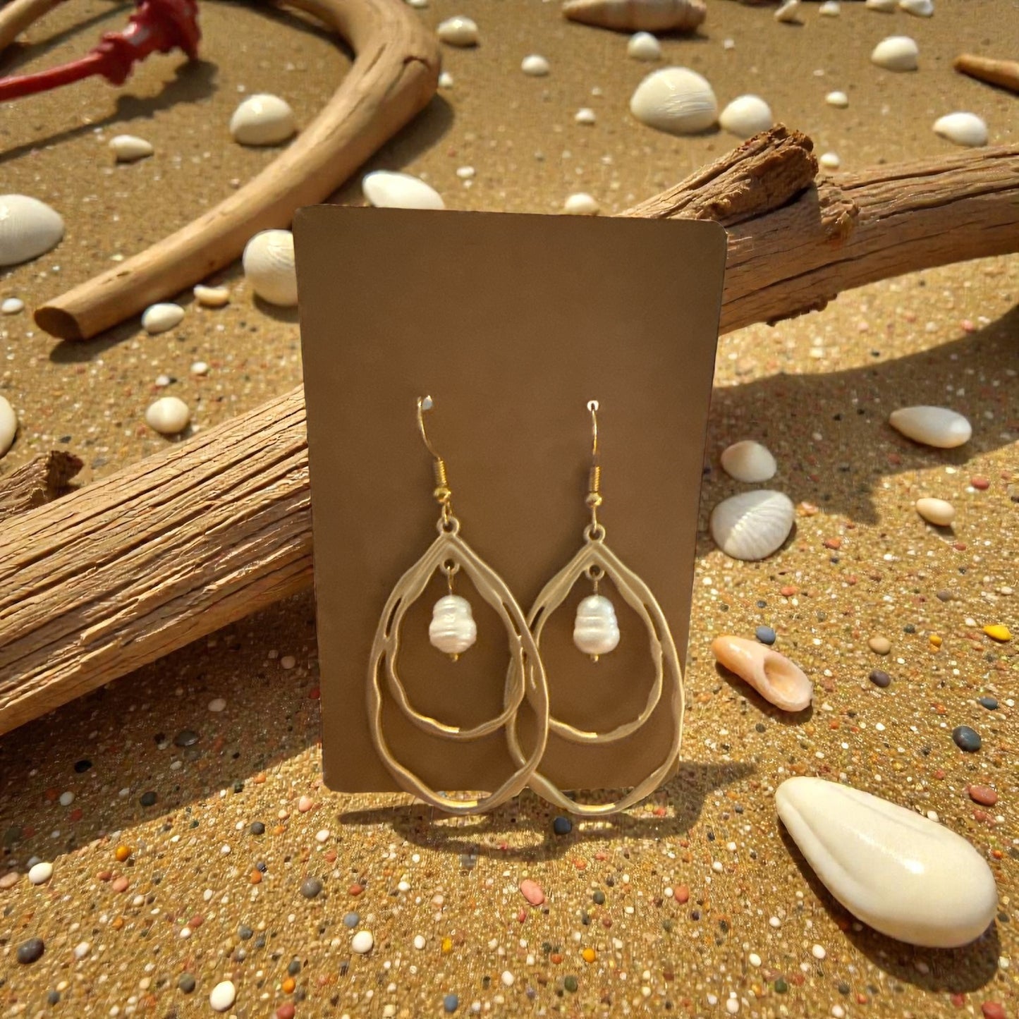 Gold Hoop Earrings With Pearl Dangle