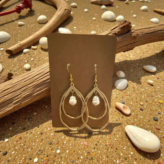 Gold Hoop Earrings With Pearl Dangle