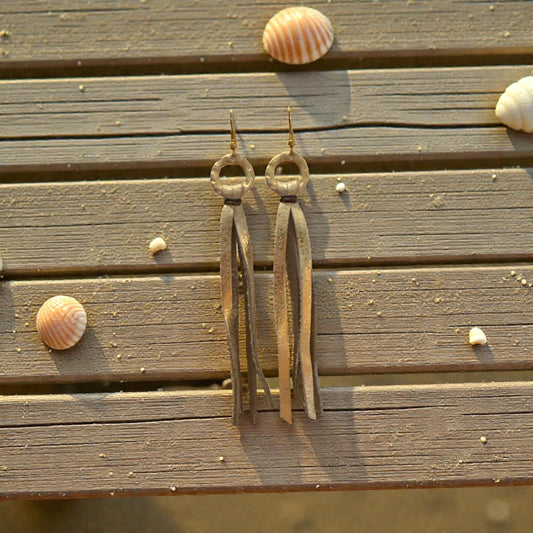 Leather Fringe Hanging Earrings