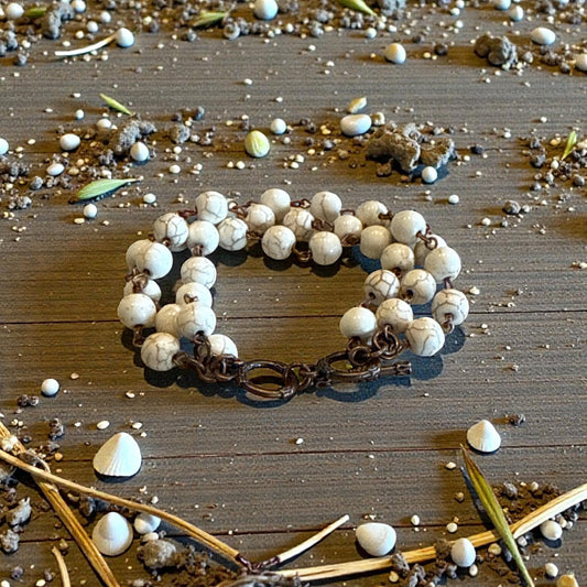 White Turquoise Bracelet With Copper Clasp