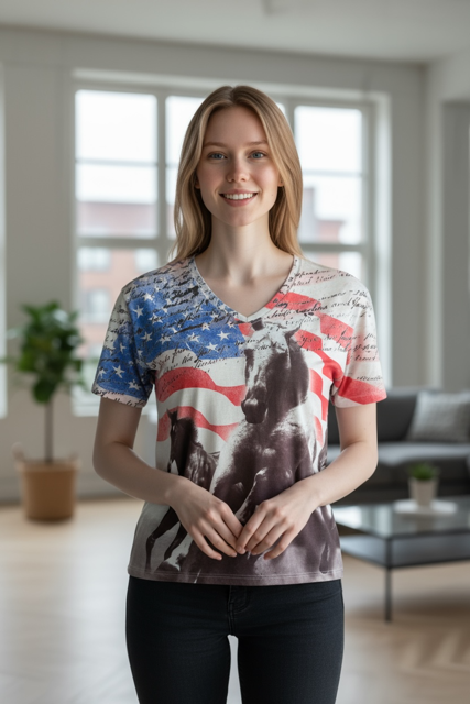 Red white and Blue Horses