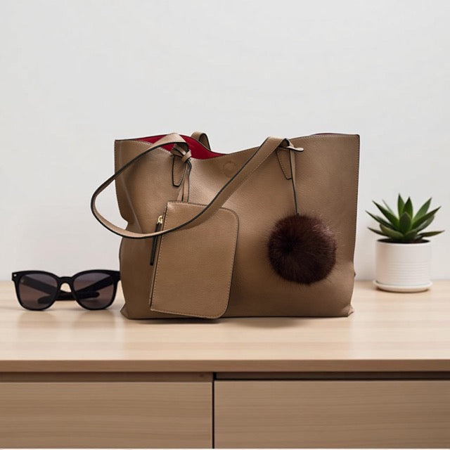 Large Pom Pom Tote  Bag