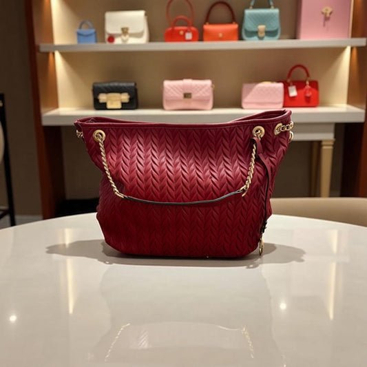 Red Hobo bag with chain/leather strap