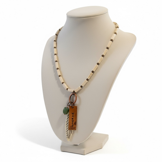 White Beaded Wander Necklace